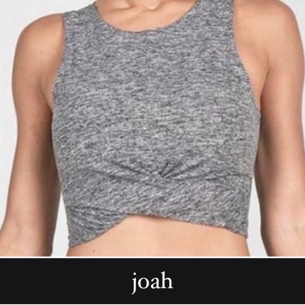 Joah Brown Marathon Twist Top High Neck in Marbled Gray
